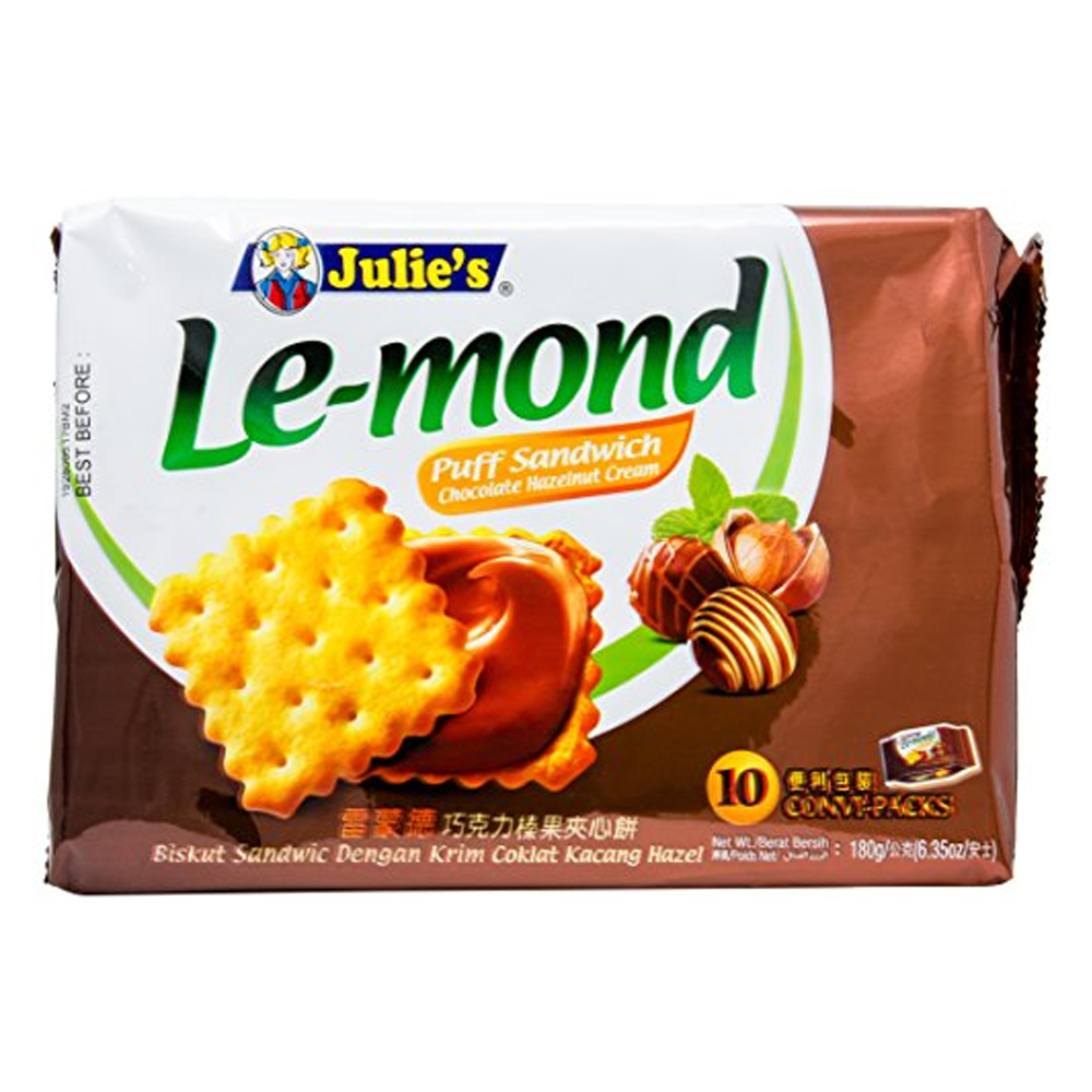 Julie's Lemond Puff Sandwish Hazelnut Biscuit 180g
