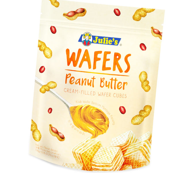 Julie's Peanut Butter Cream Filled Wafer Cubes 150g