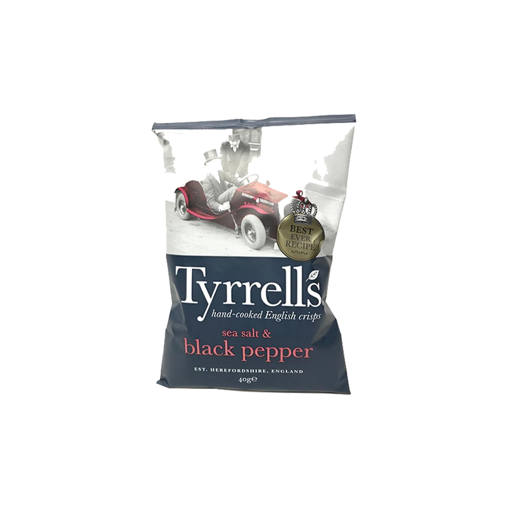 Tyrrells English Crisps Sea Salt &amp; Black Pepper Potato 40g
