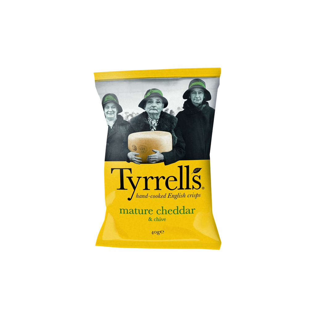 Tyrrells English Crisps Mature Cheddar &amp; Chive Potato 40g