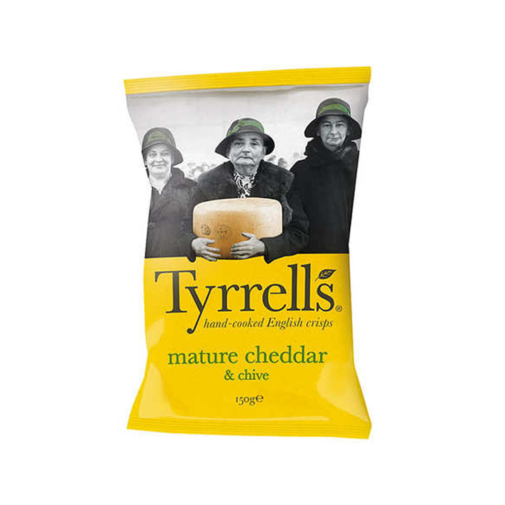 Tyrrells English Crisps Mature Cheddar &amp; Chive Potato 150g