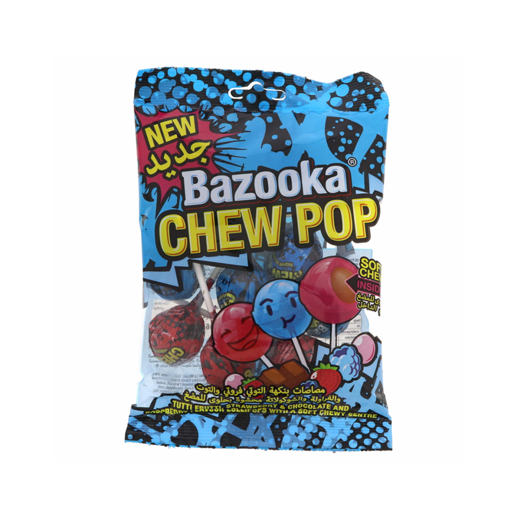 Bazooka Chew Pop Lollipop Fruity &amp; Chocolate 140g