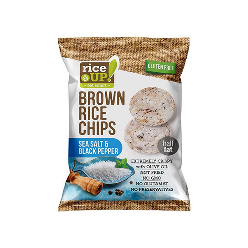Rice Up Brown Rice Chips With Sea Salt &amp; Black Pepper 25g