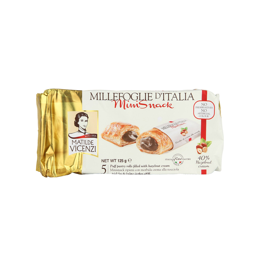 Vicenzi Mini Snack Pastry roll With Hazelnut Cream Biscuit 150g
