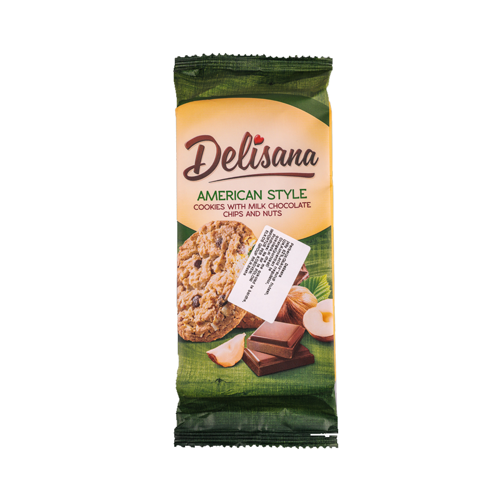 Delisana American Style Cookies With Milk Chocolate Chips &amp; Nuts 180g