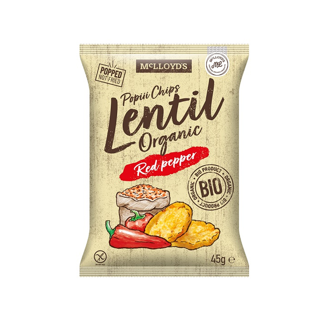 Mc Lloyd's Popiii Chips Lentels Organic Red Pepper 45g
