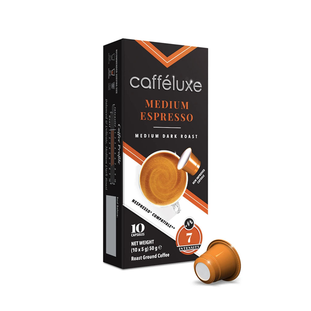Caffeluxe Medium Espresso Medium Dark Roast Coffee Nespresso10x5g