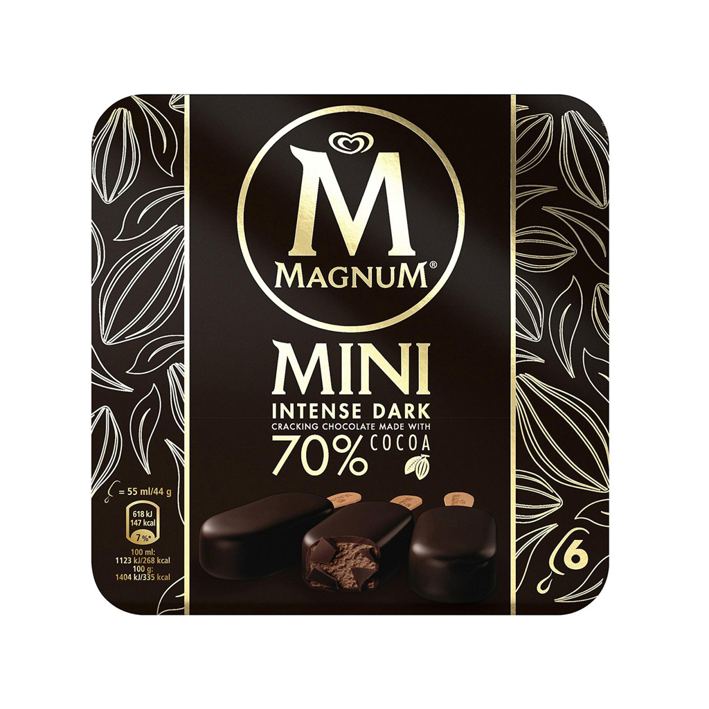 Magnum Mini Intense Dark Ice Cream 70% Cocoa 6x60ml
