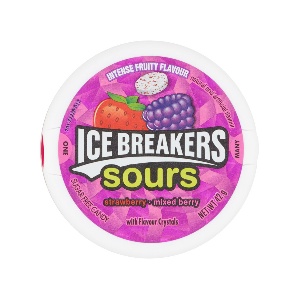 Ice Breakers Sours Strawberry Mixed Berry Sugar Free Candy 42g