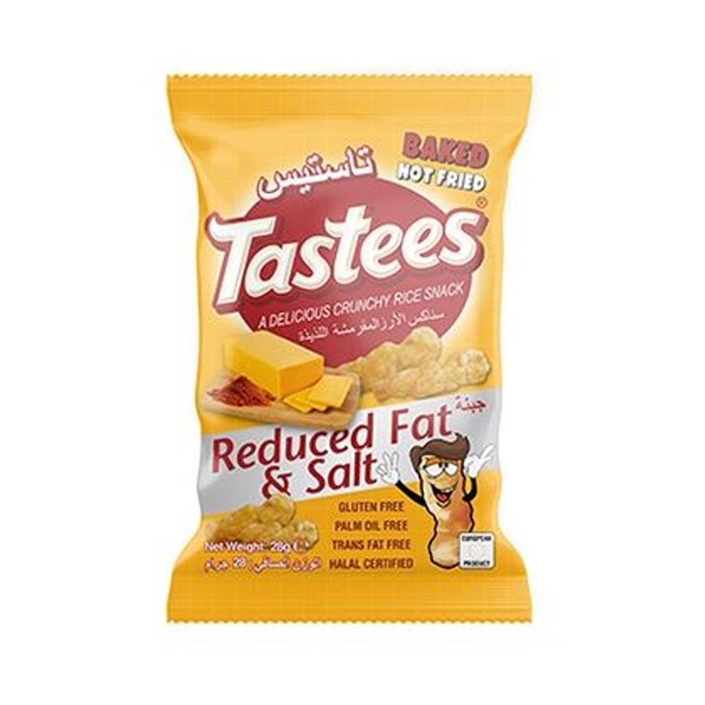 Tastees Crunchy Rice Snack Reduced Fat &amp; Salt Flavour Pufak 28g