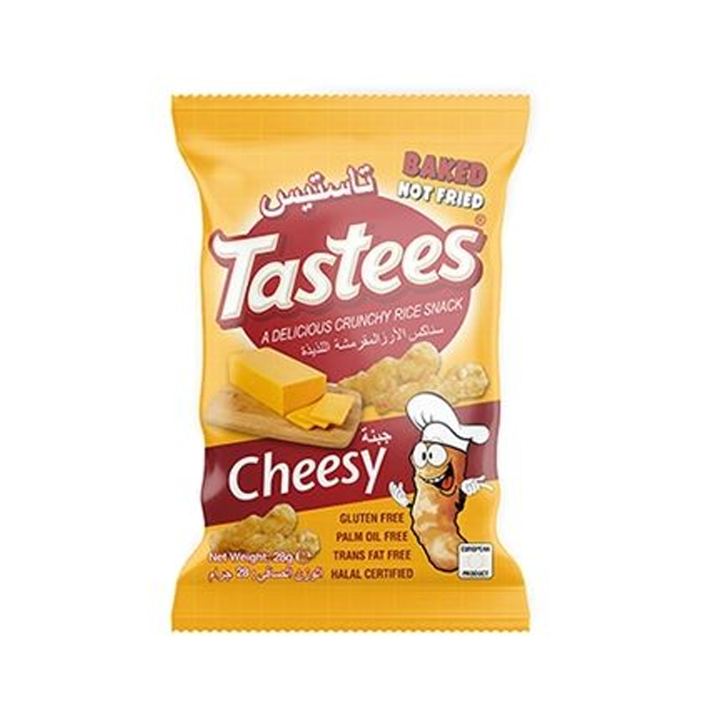 Tastees Crunchy Rice Snack Cheesy Flavour Pufak 28g