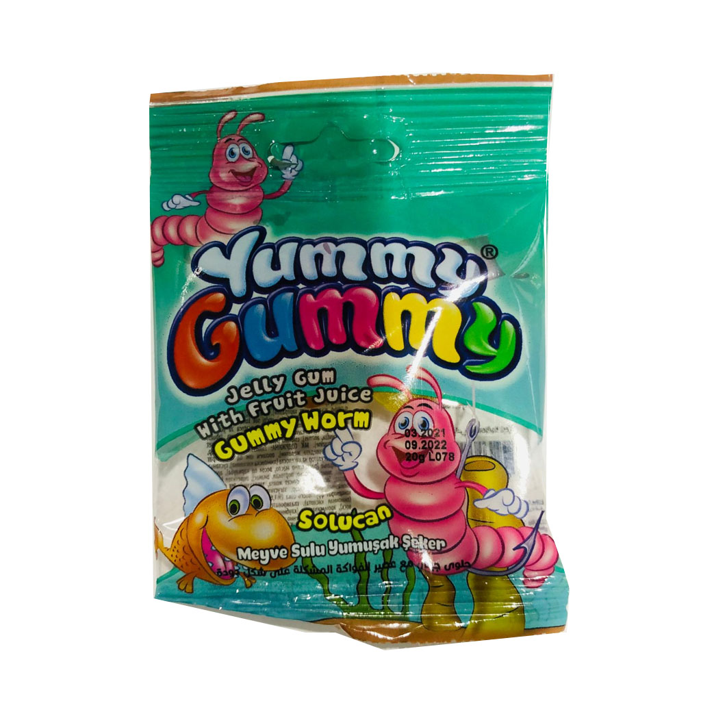 Yummy Gummy Jelly Gum With Fruit Juice Gummy Worm 20g