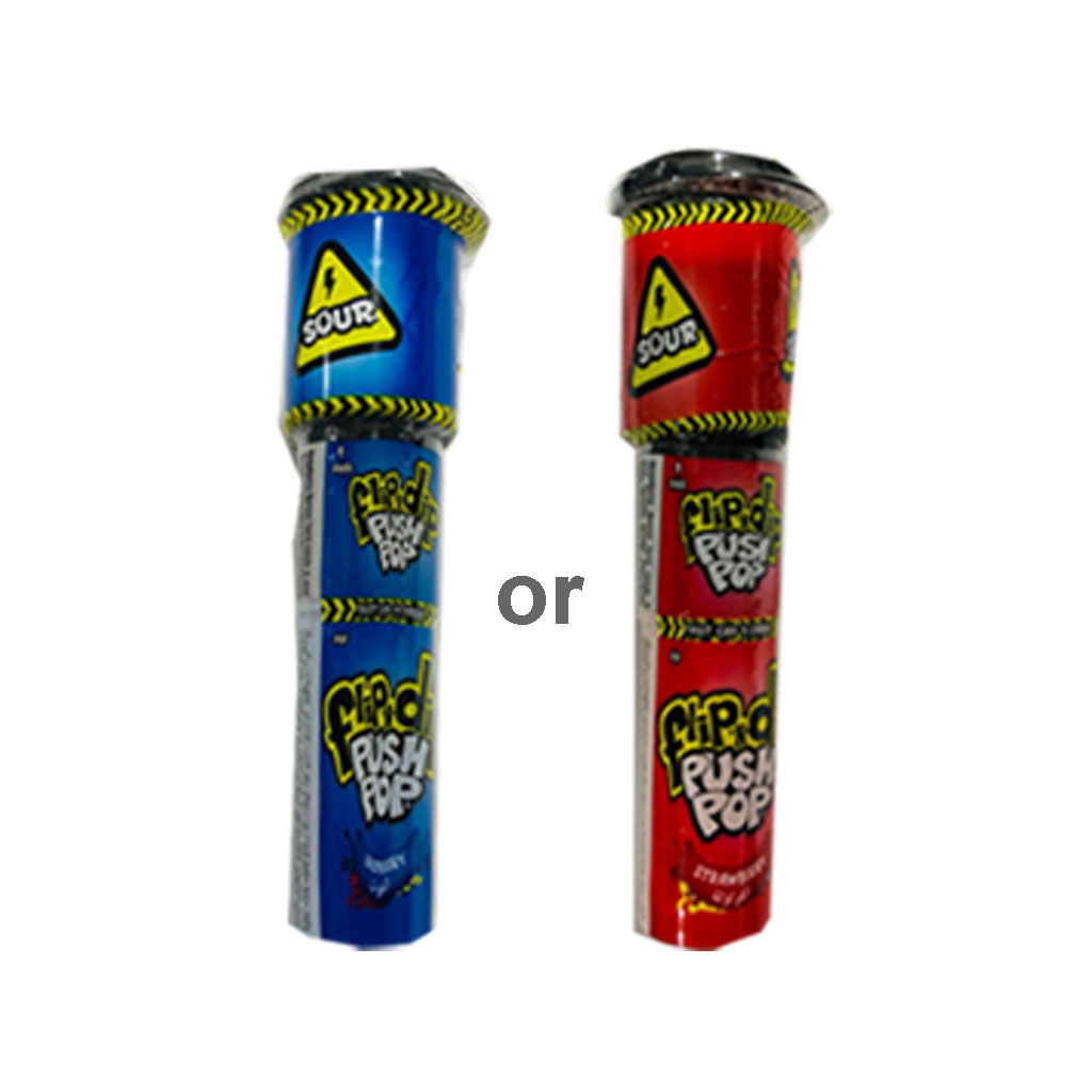 Bazooka Sour Flip-n-Dip Push Pop Candy Starwberry &amp; Raspberry Flavor 25g