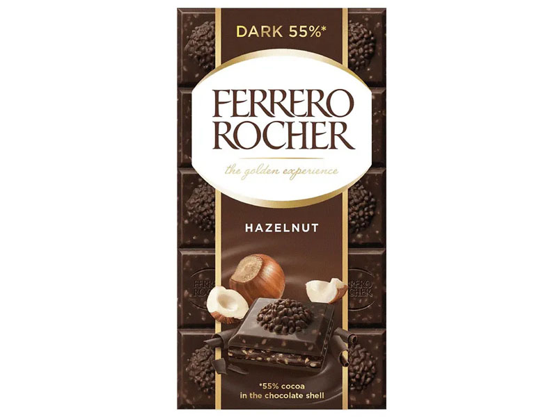 Ferrero Rocher 55% Dark Hazelnut Chocolate U.K 90gm