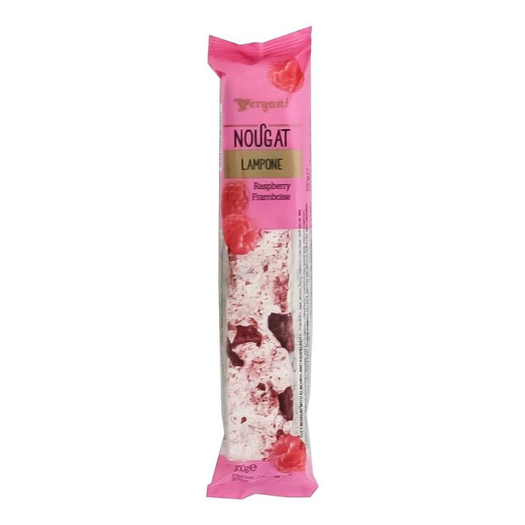 Vergani Soft Nougat With Almonds &amp; Raspberries Bar 100gm