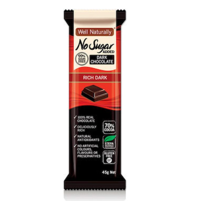 Well Naturally No Sugar Added Dark Chocolate Rich Dark 45g