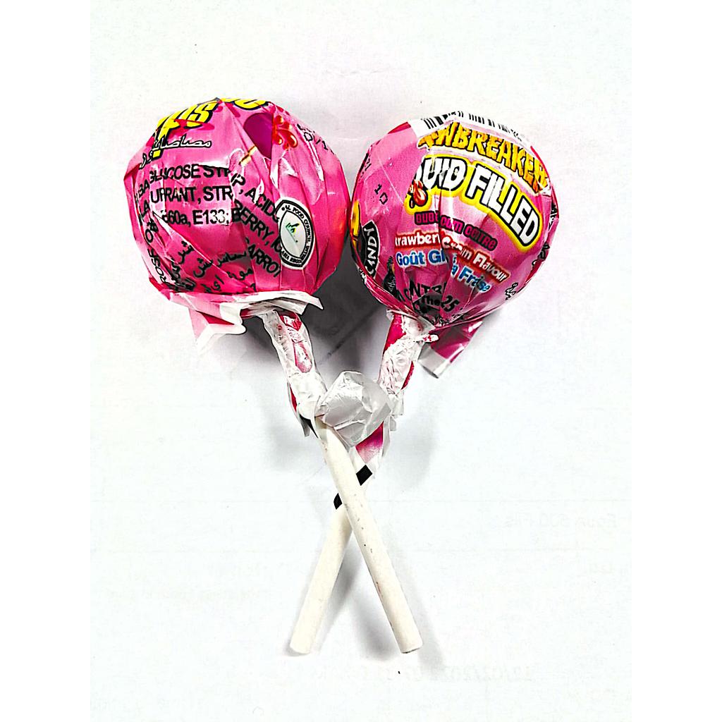 Tornado Pops Jawbreaker Liquid Filled Strawberry 'n' Cream Bubble Gum Lollipop 33.25gm