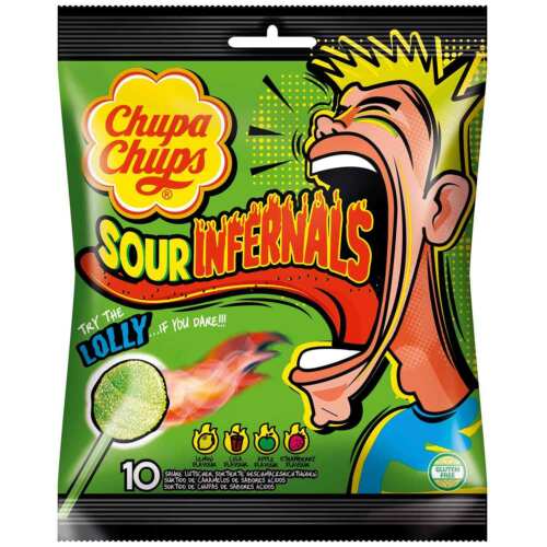 Chupa Chups Sour Infernals Assorted Flavour Lollipops 95g