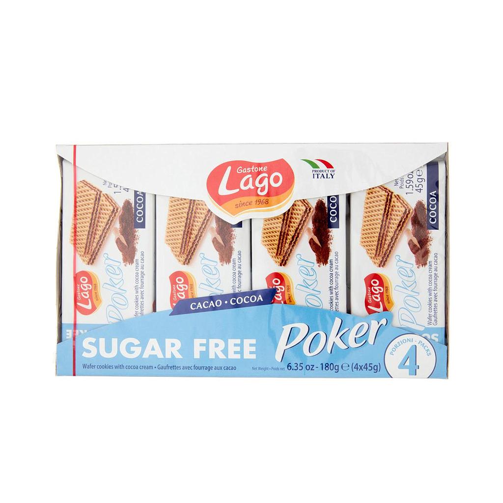 Lago Poker Cocao Wafer With Cocoa Cream Sugar Free 4 x 45g