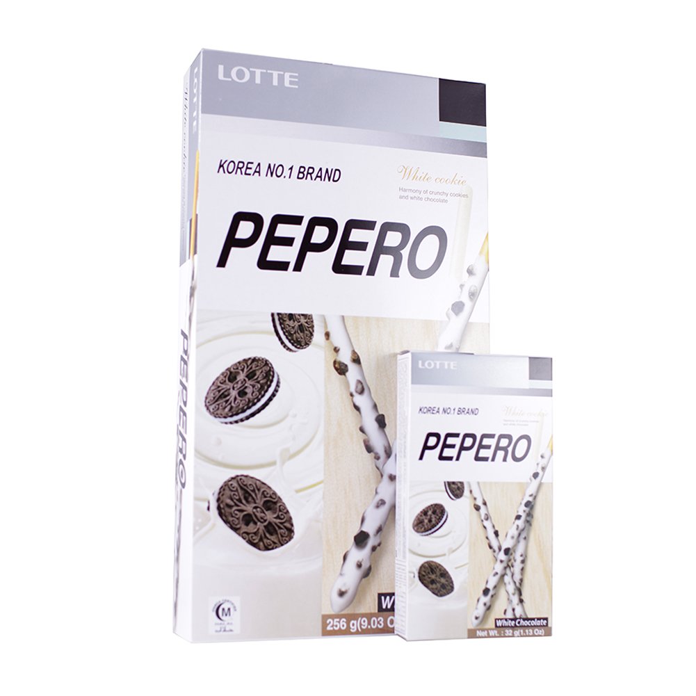 Lotte Pepero White Cokies Biscuit With Chocolate 8x32g
