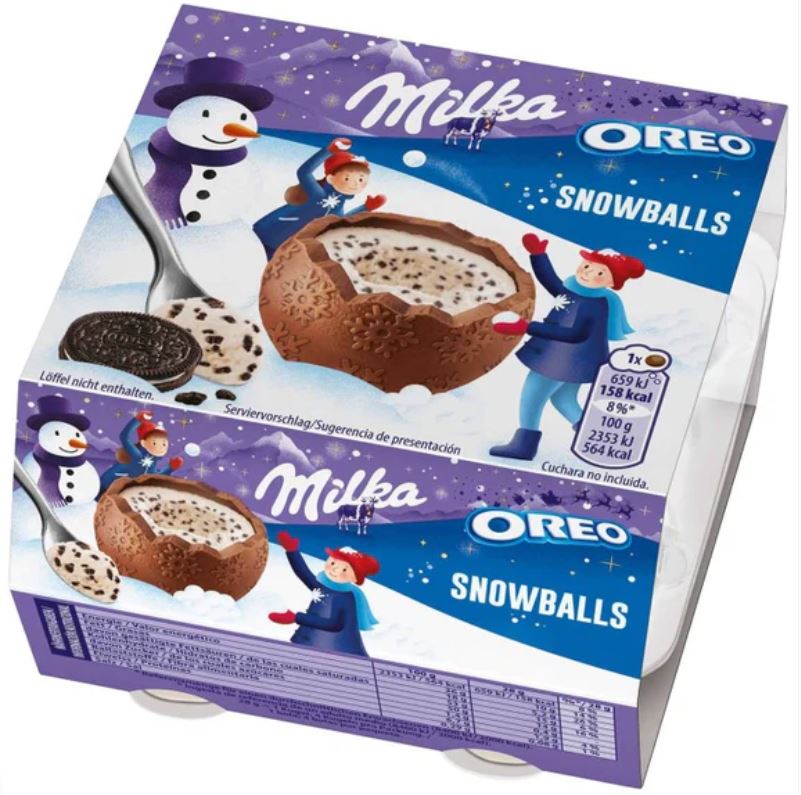 Milka 4 Pack Snowballs With Oreo Creme 112g