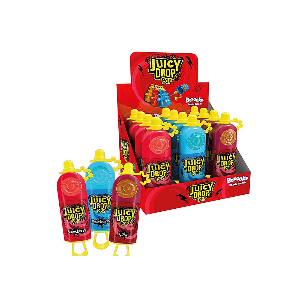 Bazooka Juicy Drop pop blackcurrant &amp; Strawberry Candy 26g