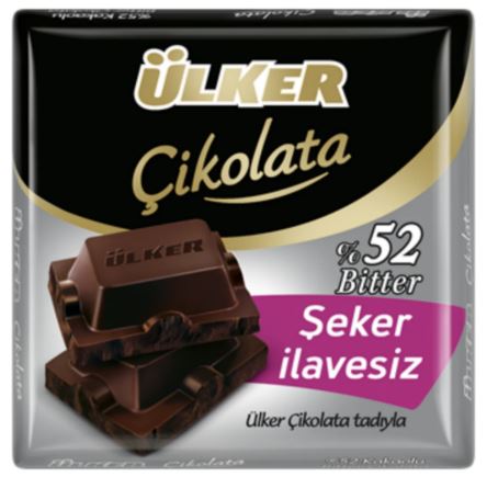Ulker Cikolata 52% Dark W/o Added Sugar Chocolate 60g