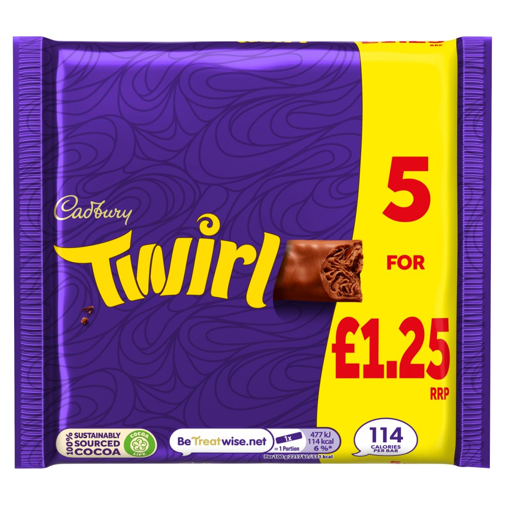 Cadbury Chocolate Twirl 5x21.5g for £1.25