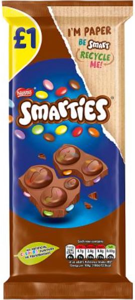 Nestle Smarties Milk Chocolate Sharing Bar £1 PMP 90g
