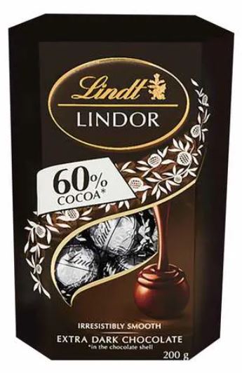 شوكولاته ليندت ليندور 60% كاكاو مع شوكولاته داكنه زياده 200ج