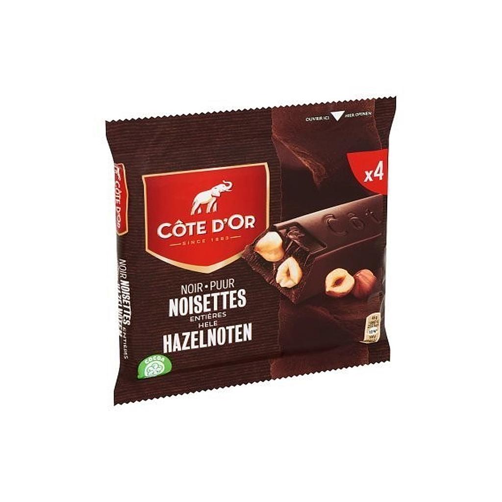 Cote D'or Noir Puur Noisettes Hazelnuts Chocolate 4x45g