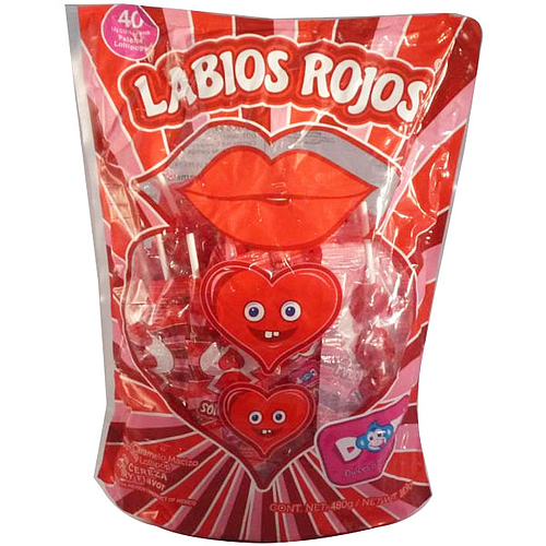 Labios Rojos Red Hearts Lollipop 480g