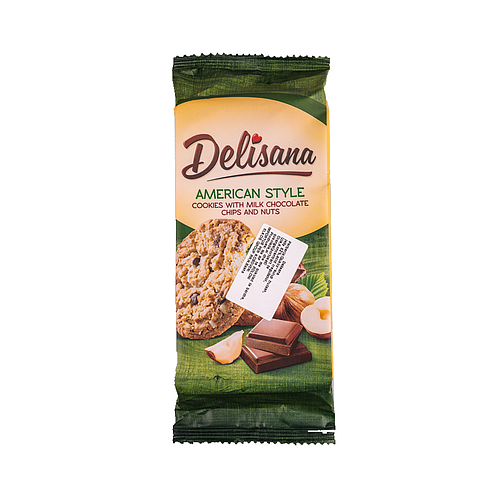 Delisana American Style Cookies With Milk Chocolate Chips & Nuts 180g