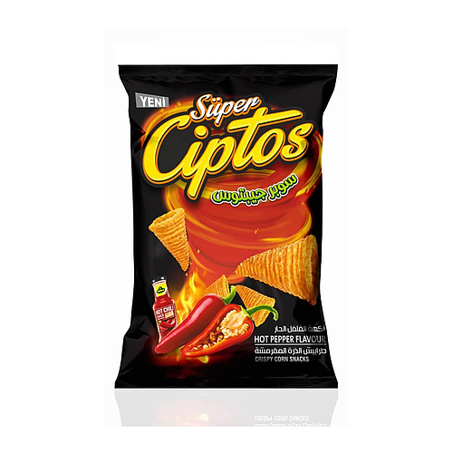 Yeni Super Ciptos Aci Biber Hot Pepper Crispy Corn Snacks Chips 35g