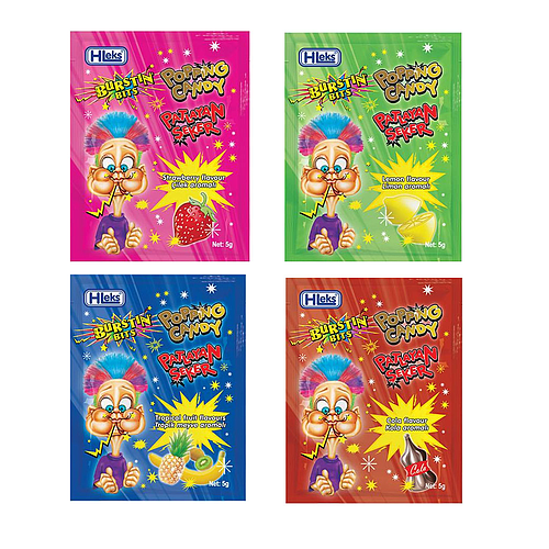 Burstin Bits Popping Candy Mix Flavor ( 10 Strawberry, 10 Lemon, 10 Tropical, 10 Cola) 40x5g