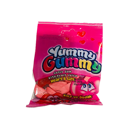 Yummy Gummy Jelly Gum With Fruit Juice Heart & Lips 20g