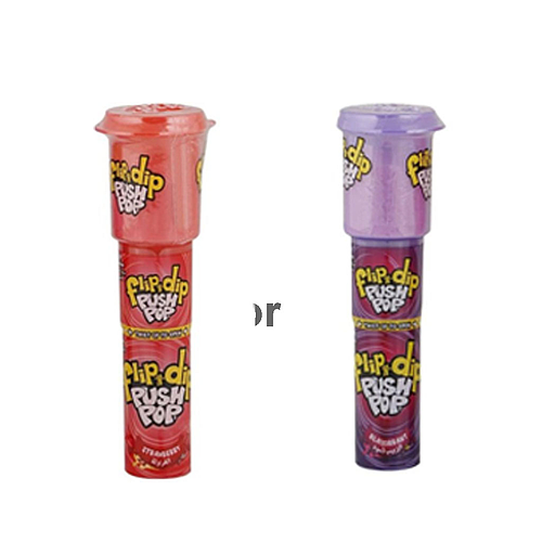 Bazooka Flip-n-Dip Push Pop Candy Starwberry & Blackcurrant Flavor 25g