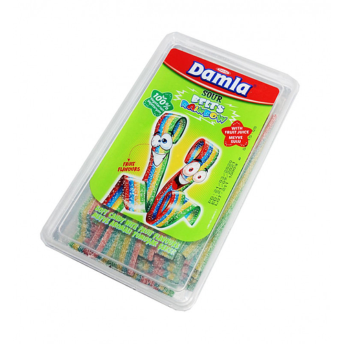 Tayas Damla Sour Belts Rainbow Fruit Flavored Jelly 1kg