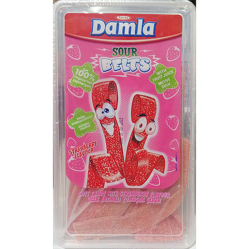 Tayas Damla Sour Belts Strawberry Flavor Jelly 1kg
