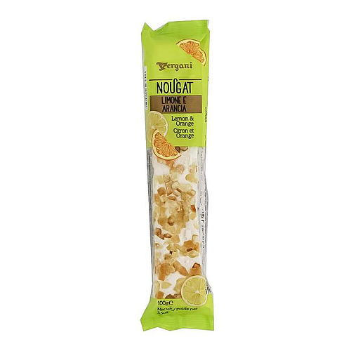Vergani Soft Nougat With Almonds & Candid Lemon And Orange Bar 100gm