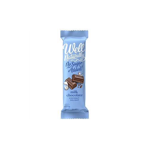 Well Naturally No Sugar Added Milk Chocolate Coconut Delight 45g