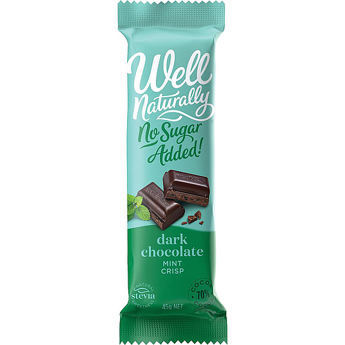 Well Naturally No Sugar Added Dark Chocolate Mint Crisp 45g