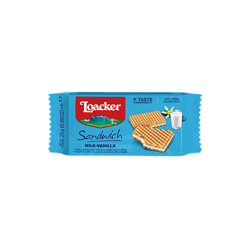 Loacker Sandwich Milk & Vanilla Wafer 25gm