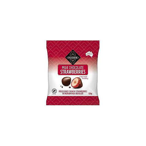 Hugos Milk Chocolate Strawberries 100g