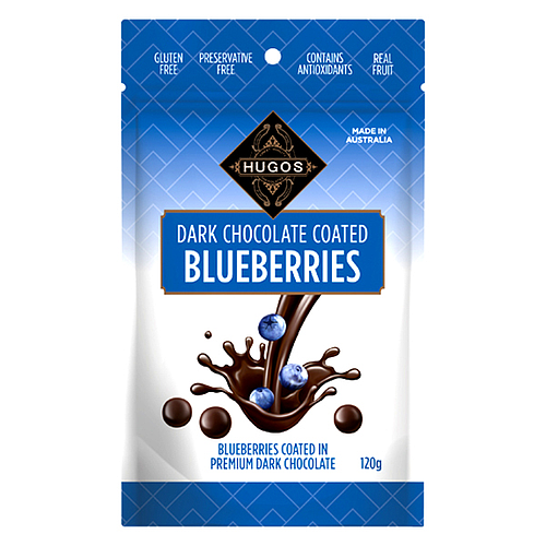 Hugos Dark Chocolate Coated Blueberries 120g